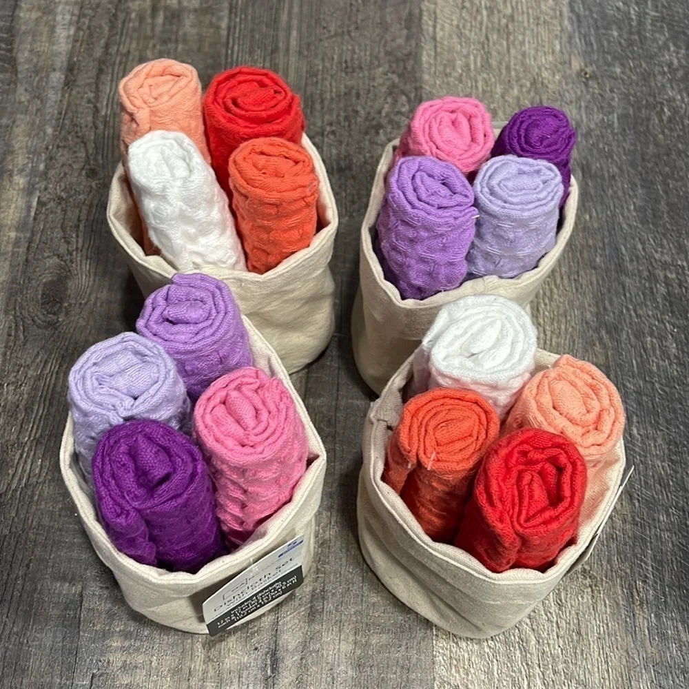 4 set of dishcloth set with basket